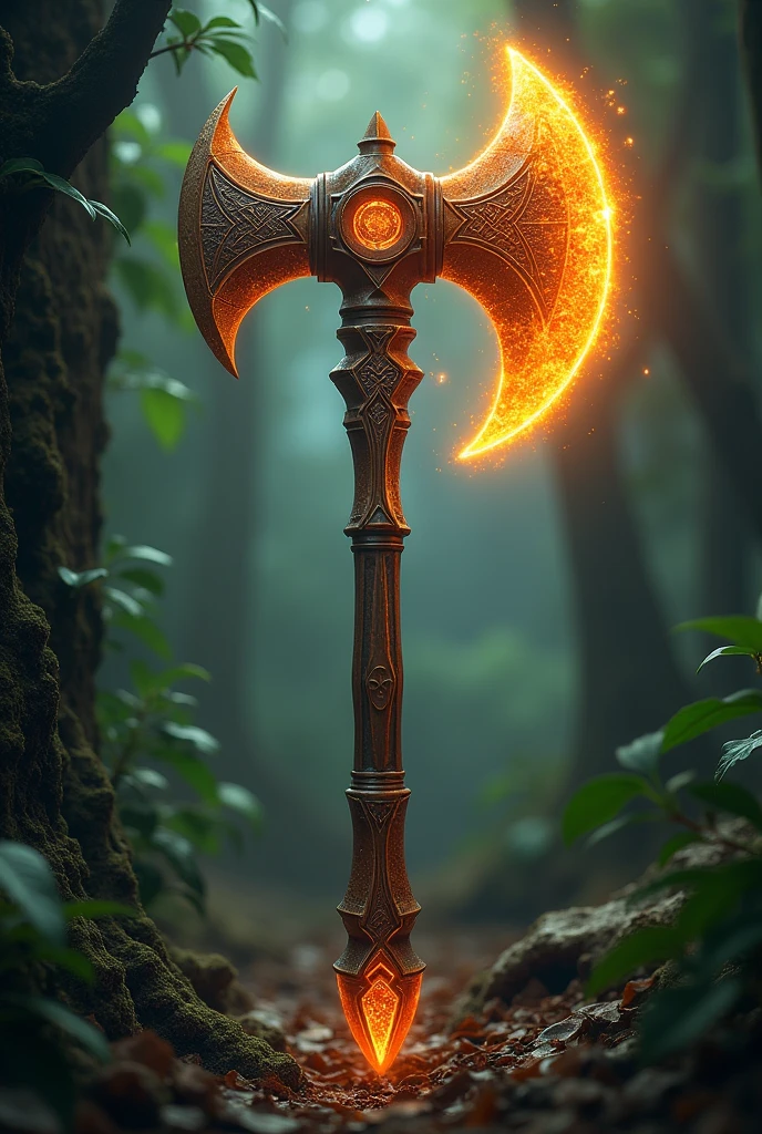 Earth battle axe with brown glowing blade