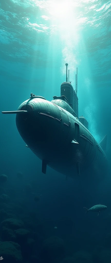 (masterpiece:1.2,Distinguished Quality,Anime Style:2.0,Cinematic Experience),8k,wallpaper,(Best illustrations:2.0),(Future submarine navigating underwater:2.0),(sf:2.0),(Streamlined beautiful submarine:2.0),(dynamic),(Beautiful underwater depiction:2.0),(Background is a beautiful seabed:2.0),(From below:2.0),(Beautiful sunlight shining into the sea:2.0),(VFX,CG),(dynamic),(The strong current from the propeller at the stern:2.0)