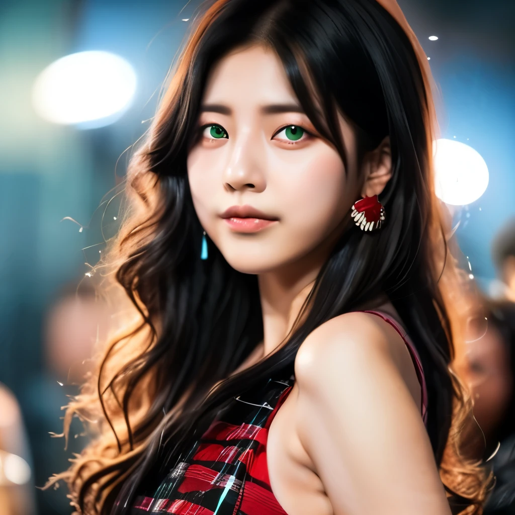 Idol kpop, Black hair, Red eye