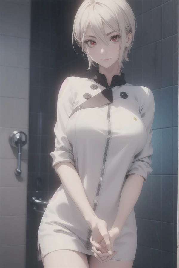 alicenakiri, alice nakiri, short hair, (red eyes:1.3), white hair, hair between eyes, smile,all nude,pink nipple, shower room,
BREAK looking at viewer, (cowboy shot:1.5),
BREAK (masterpiece:1.2), best quality, high resolution, unity 8k wallpaper, (illustration:0.8), (beautiful detailed eyes:1.6), extremely detailed face, perfect lighting, extremely detailed CG, (perfect hands, perfect anatomy),