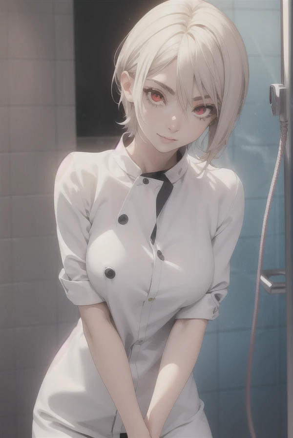 alicenakiri, alice nakiri, short hair, (red eyes:1.3), white hair, hair between eyes, smile,all nude,pink nipple, shower room,
BREAK looking at viewer, (cowboy shot:1.5),
BREAK (masterpiece:1.2), best quality, high resolution, unity 8k wallpaper, (illustration:0.8), (beautiful detailed eyes:1.6), extremely detailed face, perfect lighting, extremely detailed CG, (perfect hands, perfect anatomy),