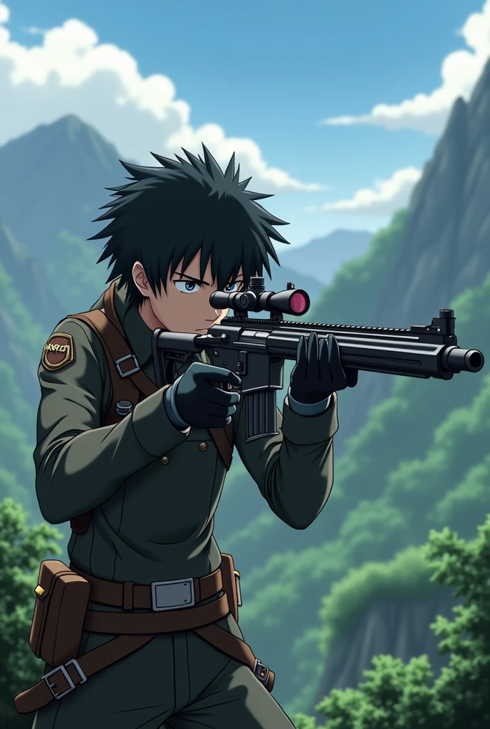 hunter x hunter image, mixed with a text : "AKA GOD AIM"

