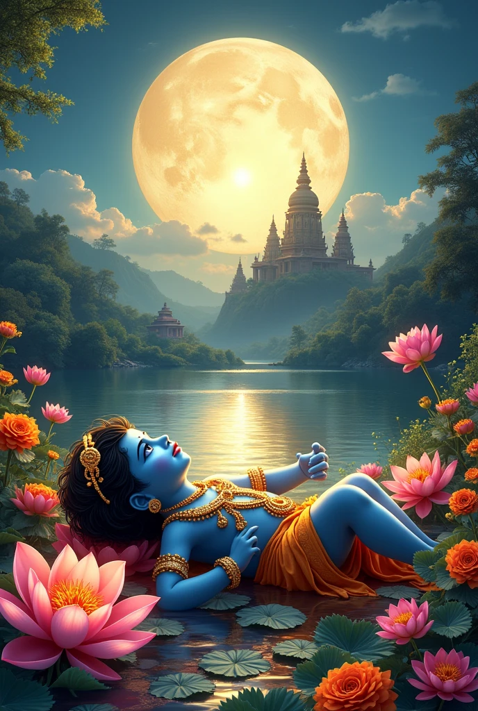Create a janmashtami 2024 poster for me but a rare and beautiful one