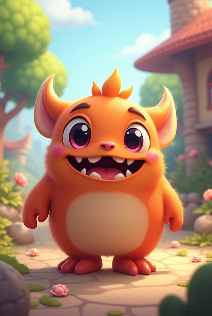 Cute little monster game mascot