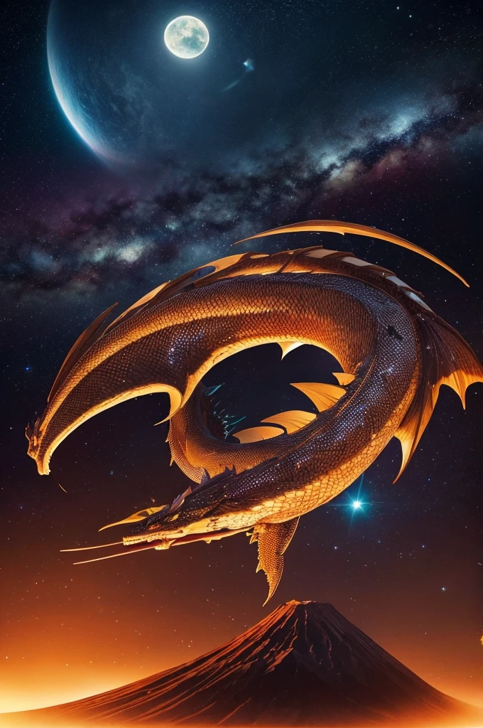 Japan Dragon Night Space Desert Star Japanese Style
