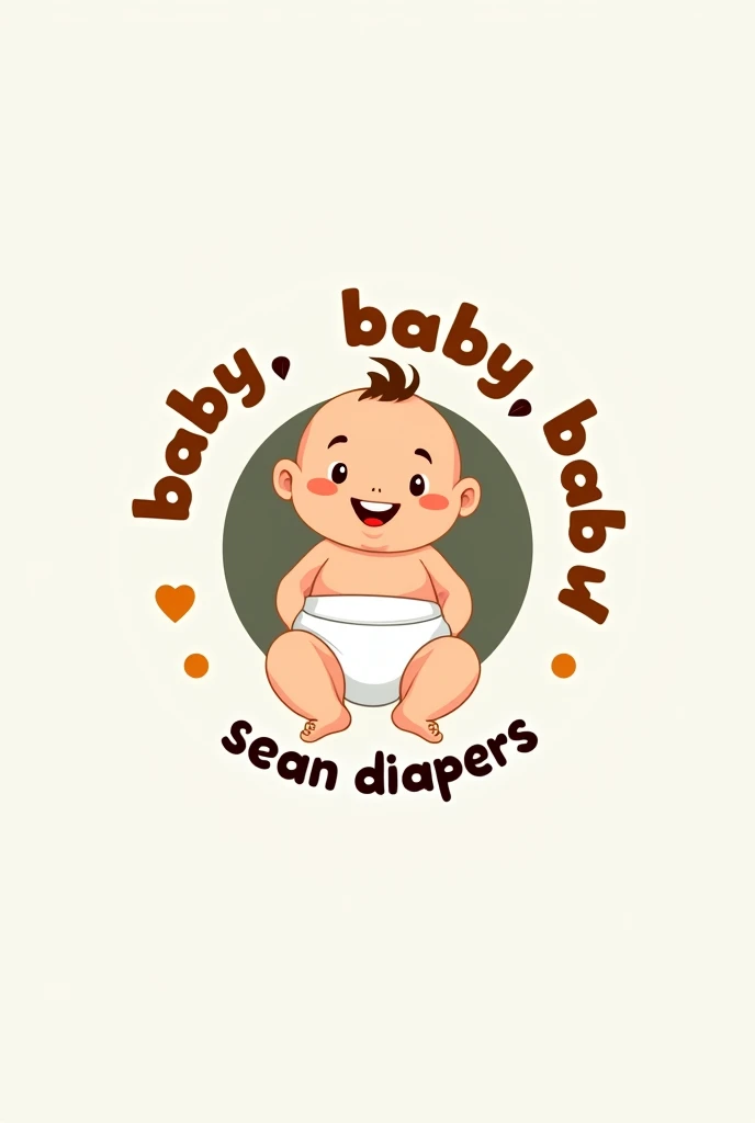 Create a logo for a diaper company that has a in a diaper in the center and the words "Baby, Baby, Baby" around the boy. "SEAN diapers" and the logo is circular