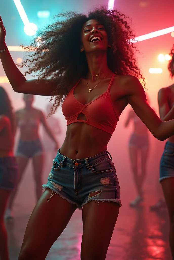 Image of a woman dancing funk in short shorts
