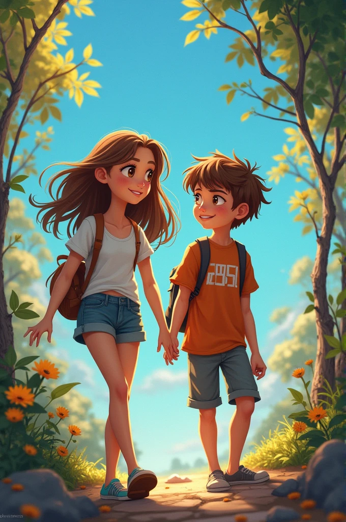 2 Teens, a girl with light brown hair and a boy with light brown skin