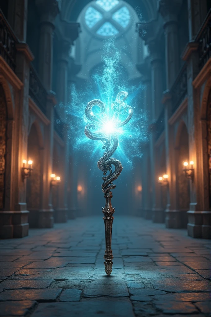 Cell phone wallpaper with a magic wand performing miracles in an enchanted castle