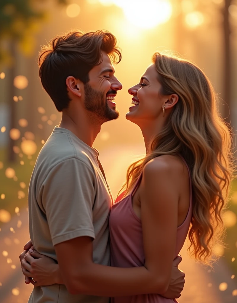 Couple laugh together