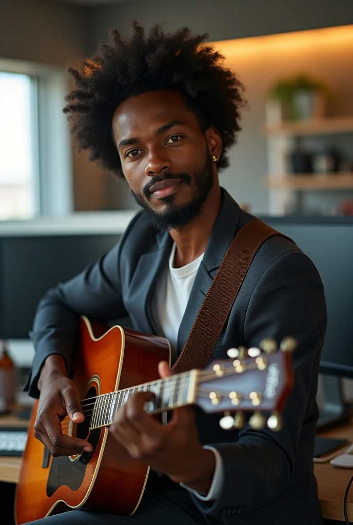black male, data science, playing guitar player