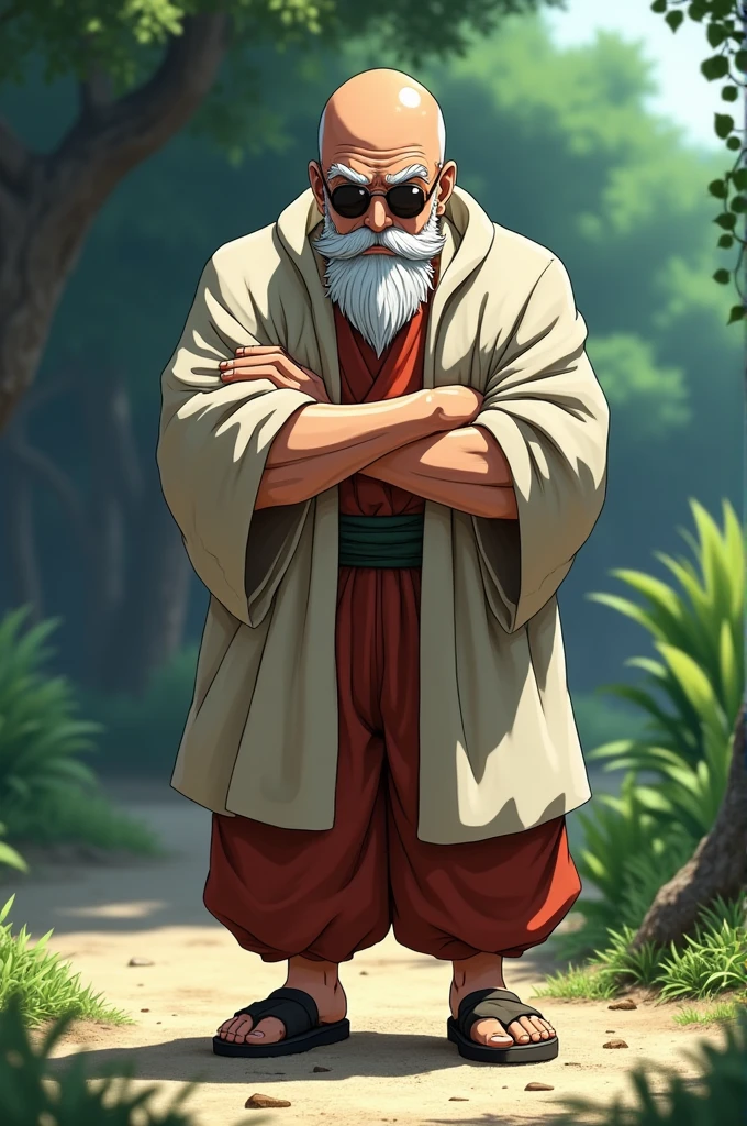 ace an image of master roshi looking at the ground