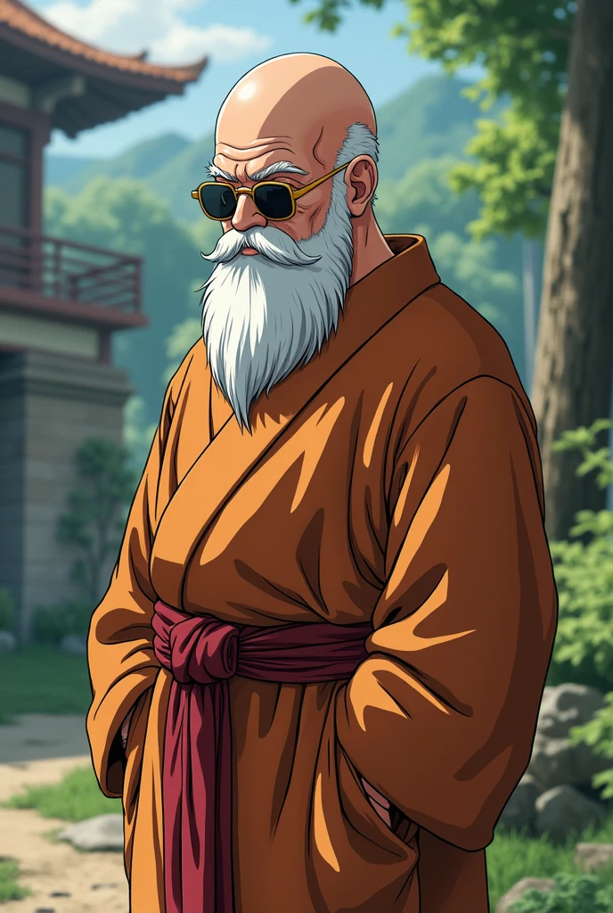 ace an image of master roshi looking at the ground
