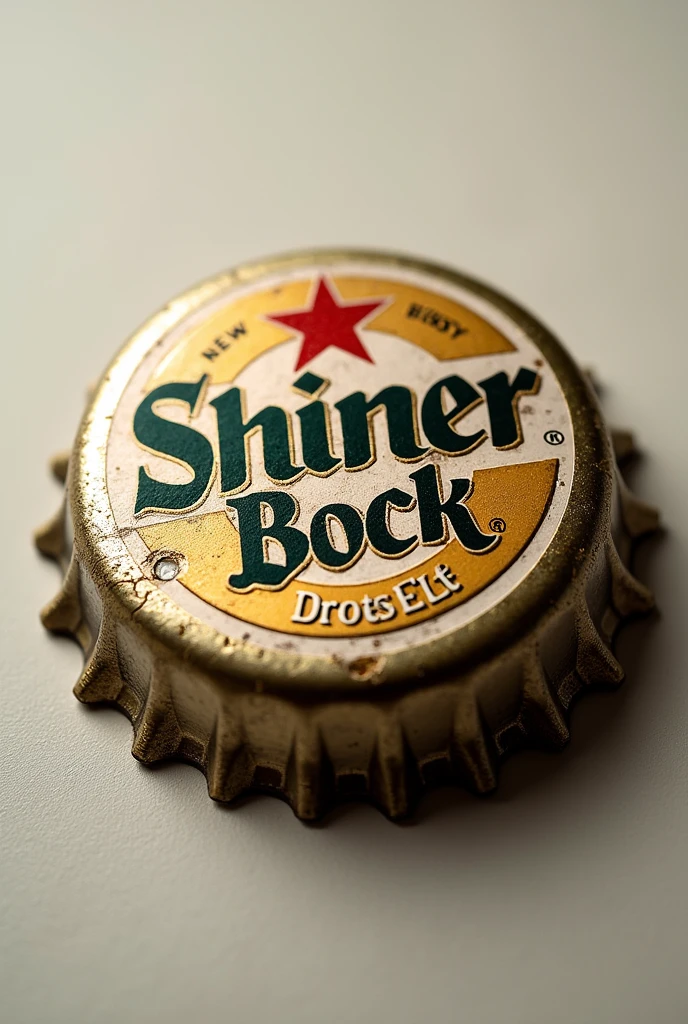 Generate a 51x51 image of a beer bottle cap with a logo of the beer brand Shiner Bock. Image should be looking directly at the bottle cap with logo on top of the bottle cap. Image should fill the 51x51 pixels of the image.