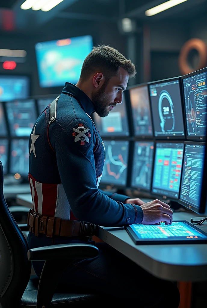 Captain America analyzing data