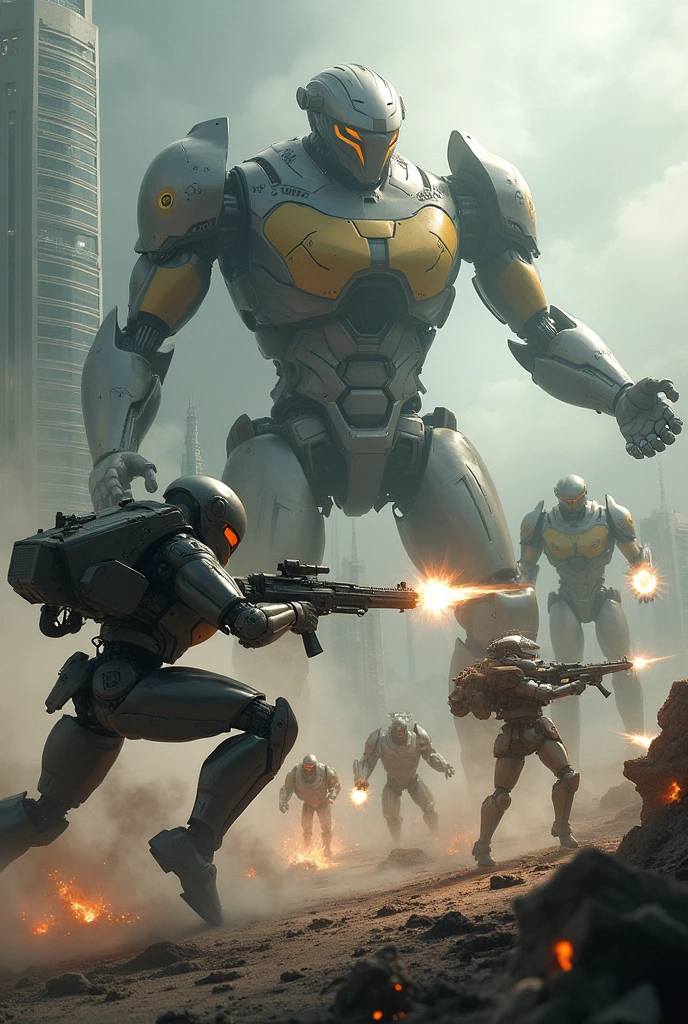 Ten robots fighting 