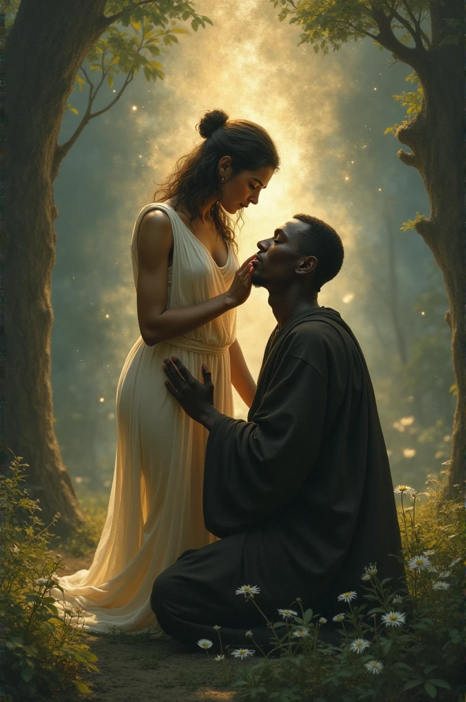 Monk bring healed by a nude black beautiful woman 