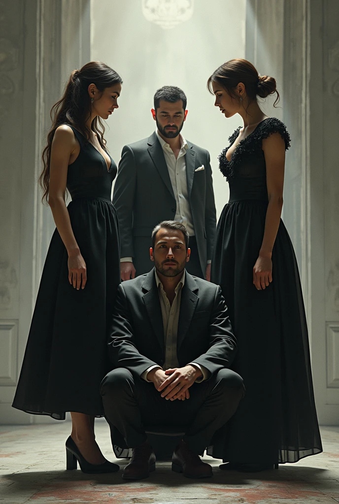 Three women and a man in the middle