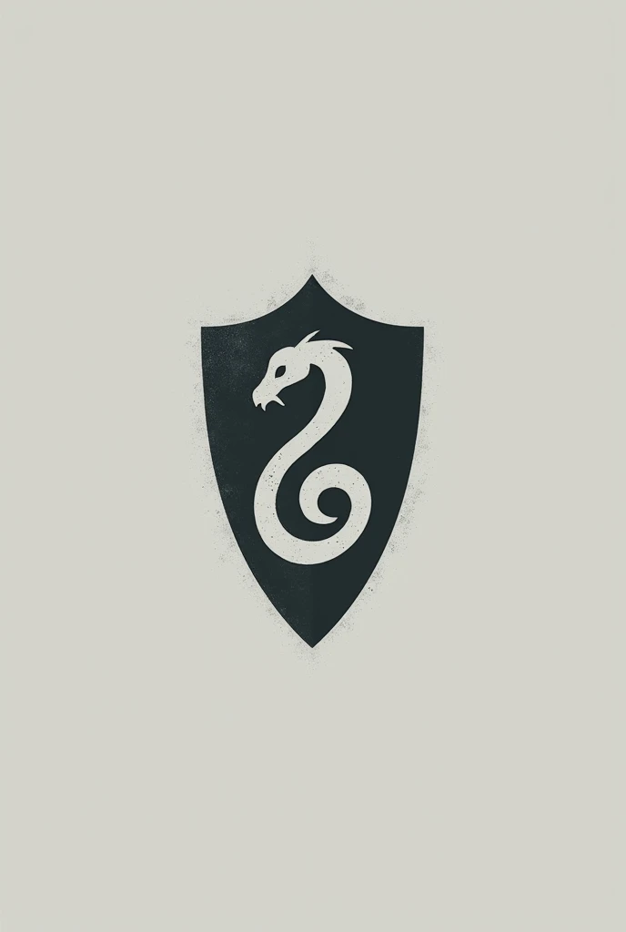 Slytherin Coat of Arms but grey. Simple design, snake.