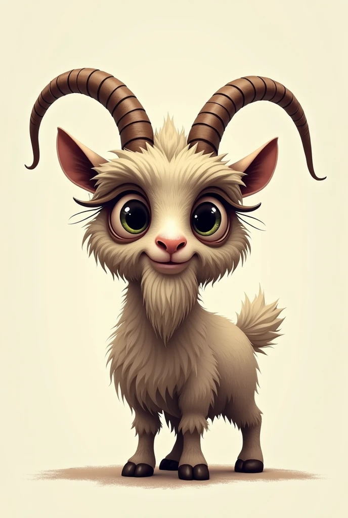 A goat with big eyebrows so big that they cover its eyes because they are so big.