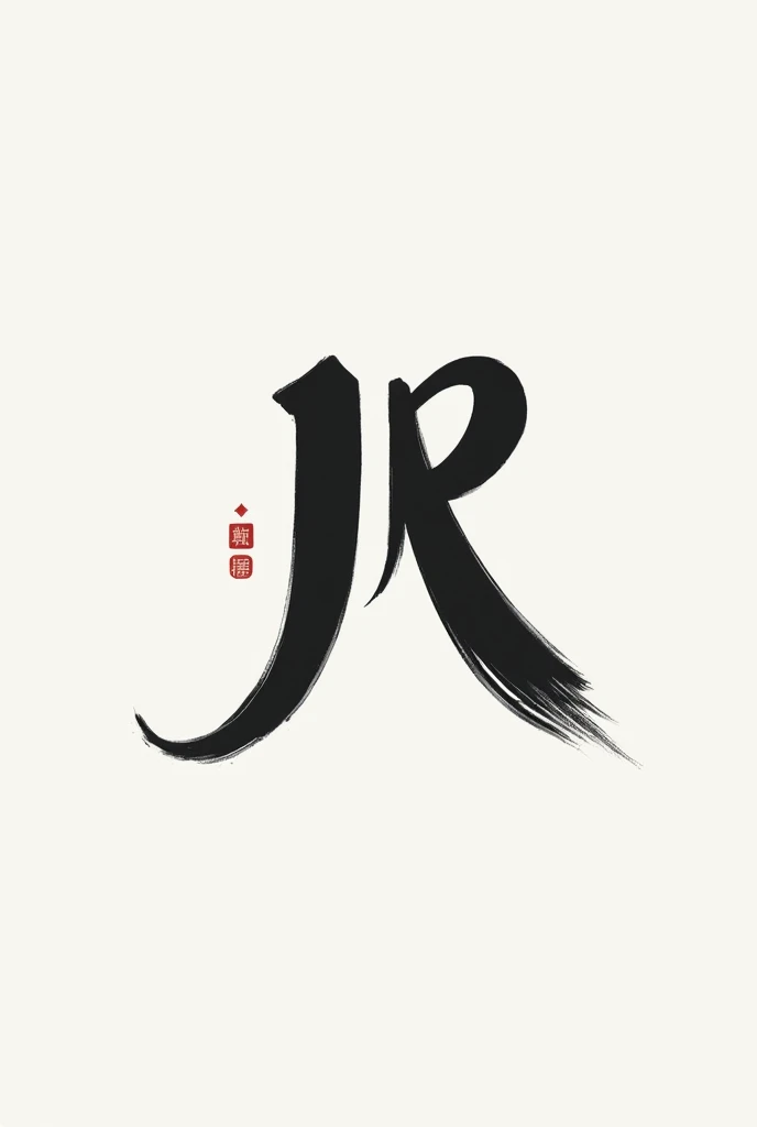 A vector logo, with Japanese style letters, using the letters JR, with black and white colors