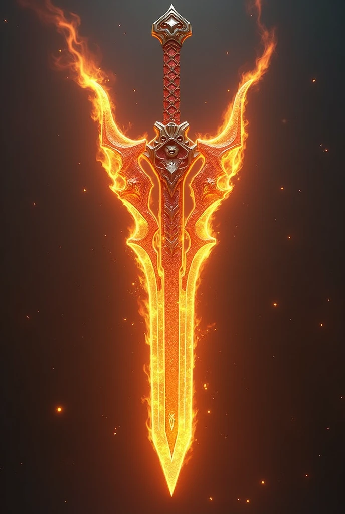 double-bladed fire sword with flaming blade and dragon scale handle like the star wars double lightsaber