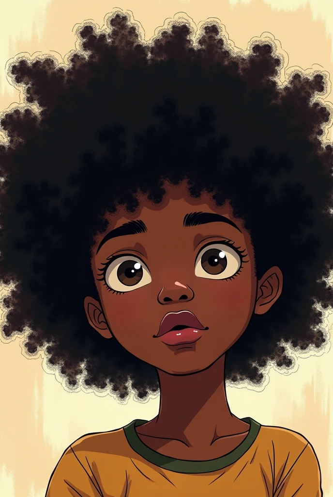A black teenager with curly curly hair, estilo desenho the boondocks