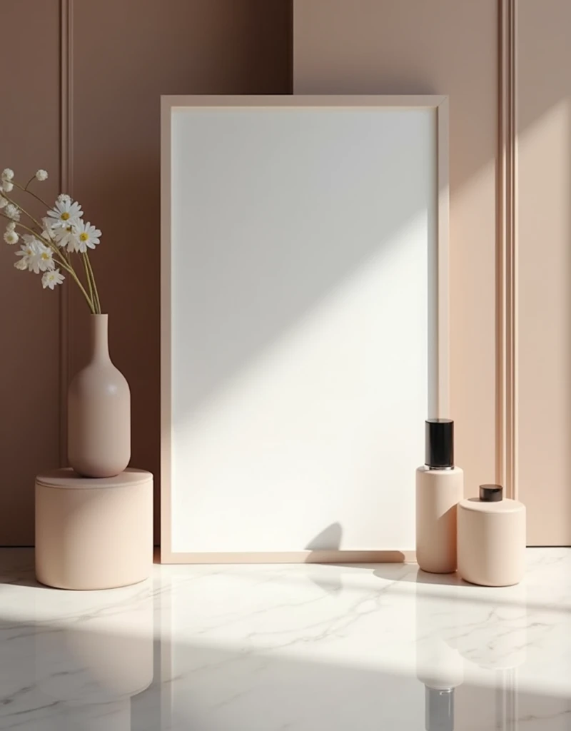 White advertising mupi mockups size . with a perfumery background