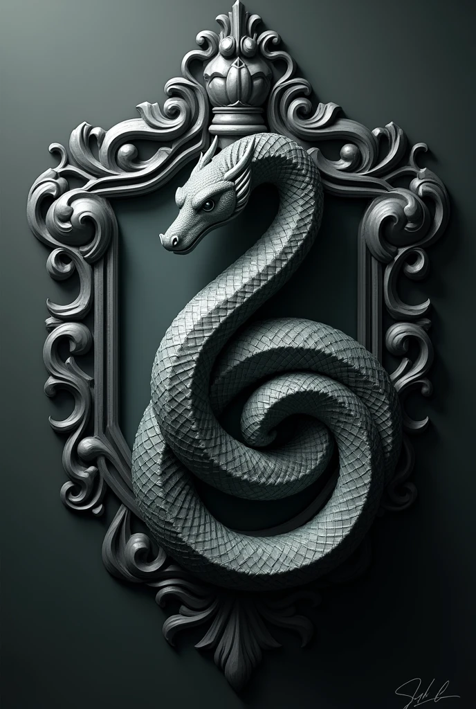 Slytherin Coat of Arms but grey.