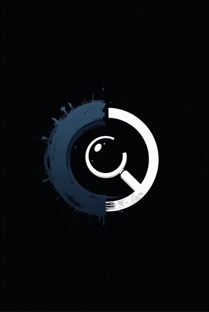 A field research division logo(DPC), with black background, and a circle with a magnifying glass, being painted around it with navy blue and white.
theme: SCP FOUNDATION Just a circle