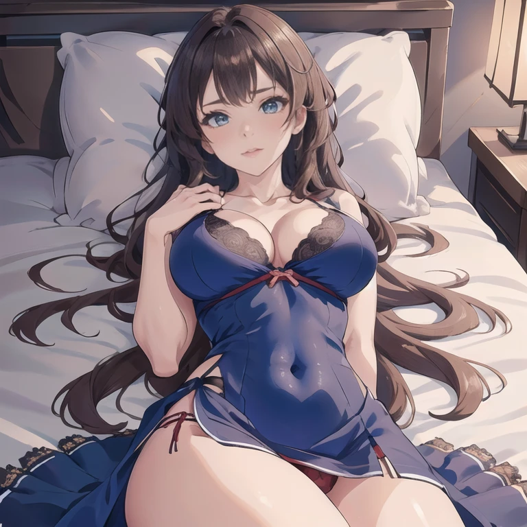 Anime Waifu beautiful detailed eyes, beautiful detailed lips, extremely detailed eyes and face, longeyelashes, 1girl, sensual, young woman, medium breasts, beautiful feminine face, nice thighs, slim, sexy, erotic, beautiful clothes, perfect body, cinematic lighting and framing, (best quality,4k,8k,highres,masterpiece:1.2),ultra-detailed,digital painting,portrait,glamorous,highly detailed,soft lighting,warm color tones 1girl, bed, bed sheet, bra, breasts, brown hair, cleavage, collarbone, large breasts, long hair, lying, navel, o-ring, on back, on bed, panties, pillow, red bra, red panties, solo, underwear Anime Kawaii sexy Perfect Slim sensual body Perfect breast and beautiful thighs, An intricate and highly detailed illustration of anime Young 1girl a beautiful girl wearing an elegant blue dress, long flowing hair, detailed facial features, {belfast_azurlane:0.90}, , ultra-detailed, 8k, studio lighting, skin and fabric textures, warm lighting, golden hour, dramatic shadows, intricate details, painterly, digital art, concept art