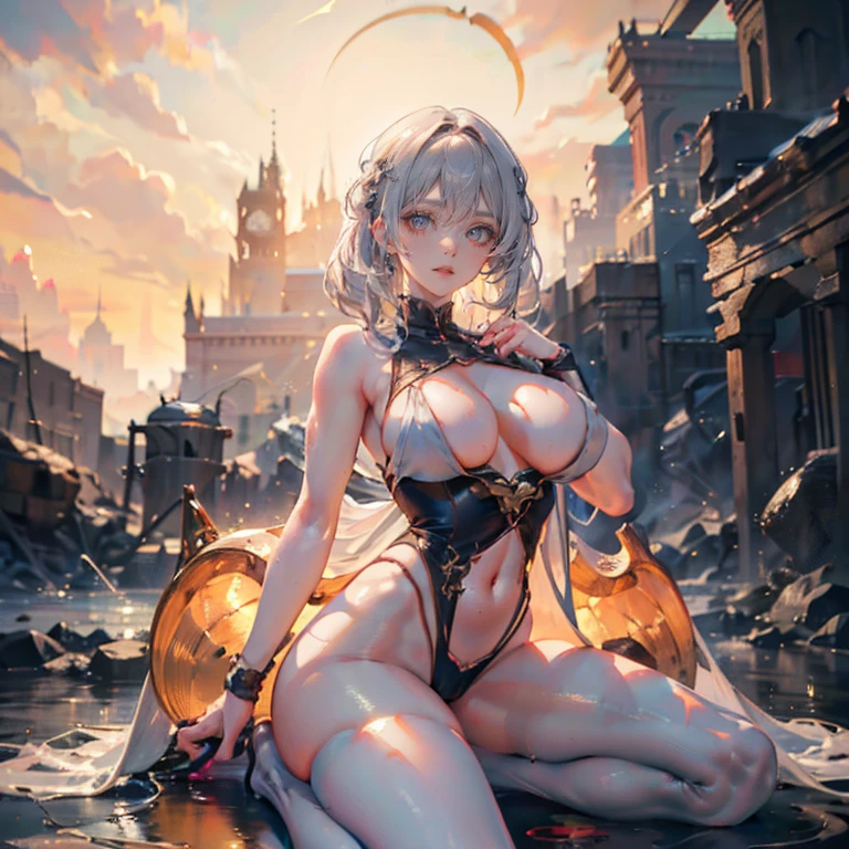 insanely Beautiful Little pale gothic Egyptian  Goddess, blush, cute european girl, flat chest, short blonde hair, twintails, blue eyes, big ass, butt, big butt, from behind, rear view, atmospheric, symmetrical, super pretty, trending on artstation, sharp focus, perfect lighting, insanely pretty, studio photo, intricate details, highly detailed, egypt background, art by Zdzislaw Beksinski, art by H.R. Giger