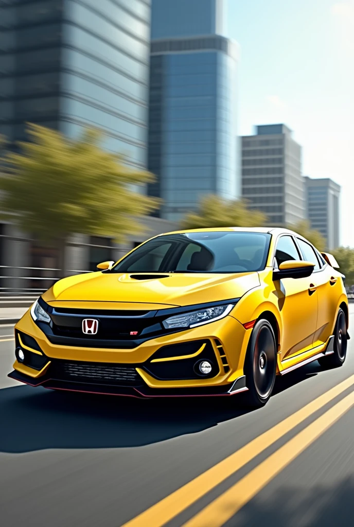 Yellow Honda Civic