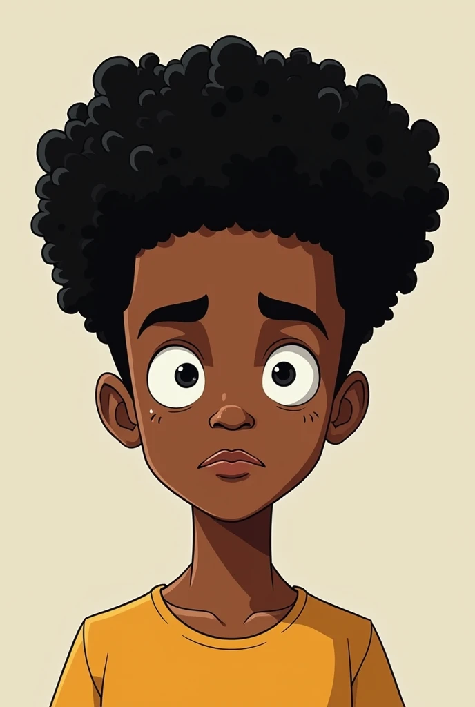 Create a Male Teenager with Black DEDOLISS Curly Hair, No estilo desenho The boondocks, Similar to Huey freemem