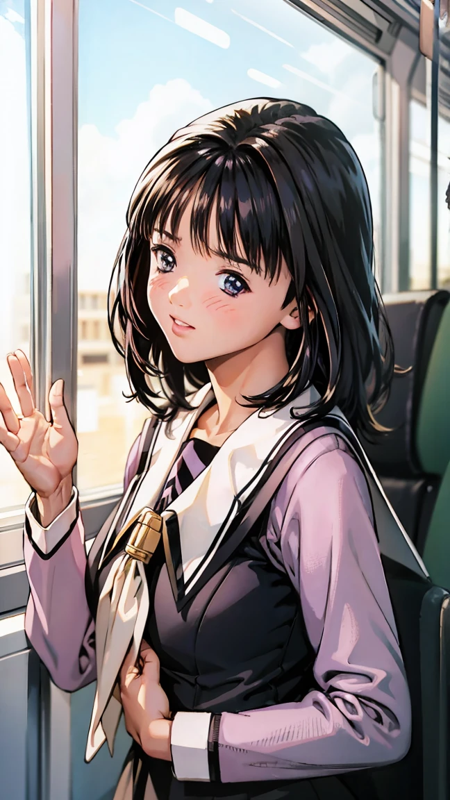 Sailor Saturn,on the train,Being touched by many men,,blush.Molester.School Blazer.