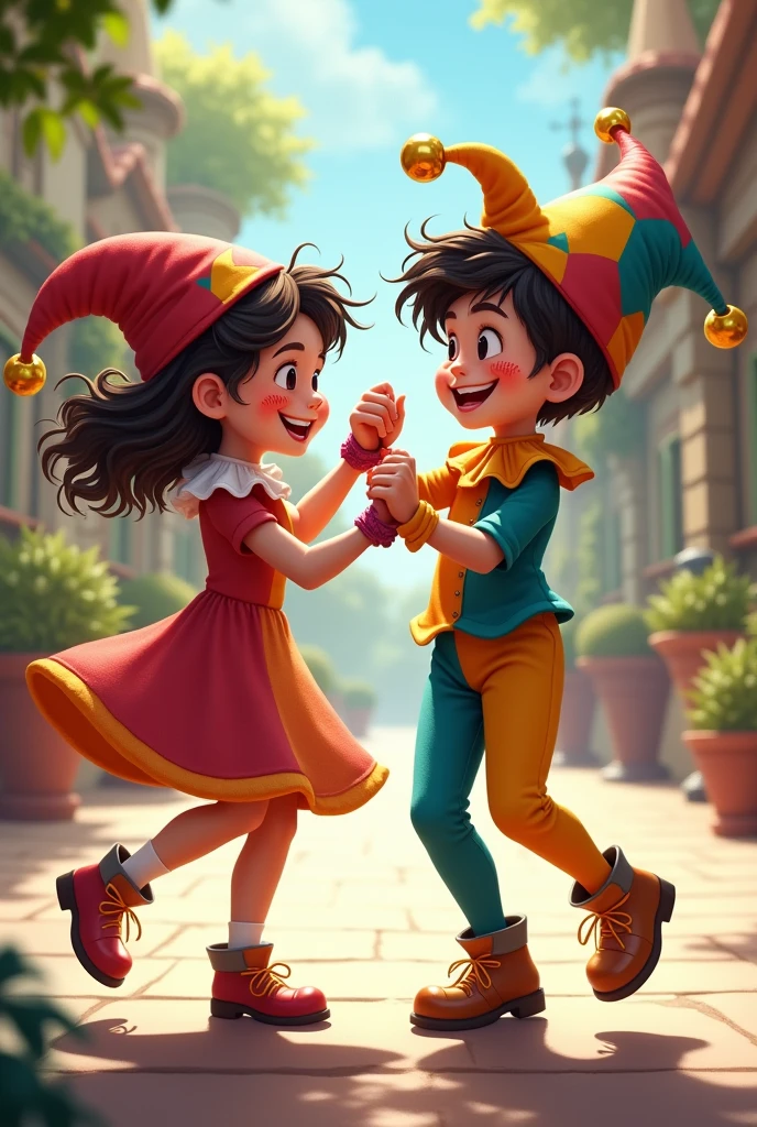 I want a girl and a boy dressed as alerquines, that he is happy dancing