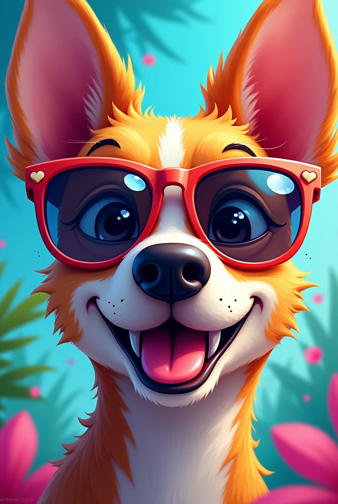 A dog face with sunglasses, all colors, 