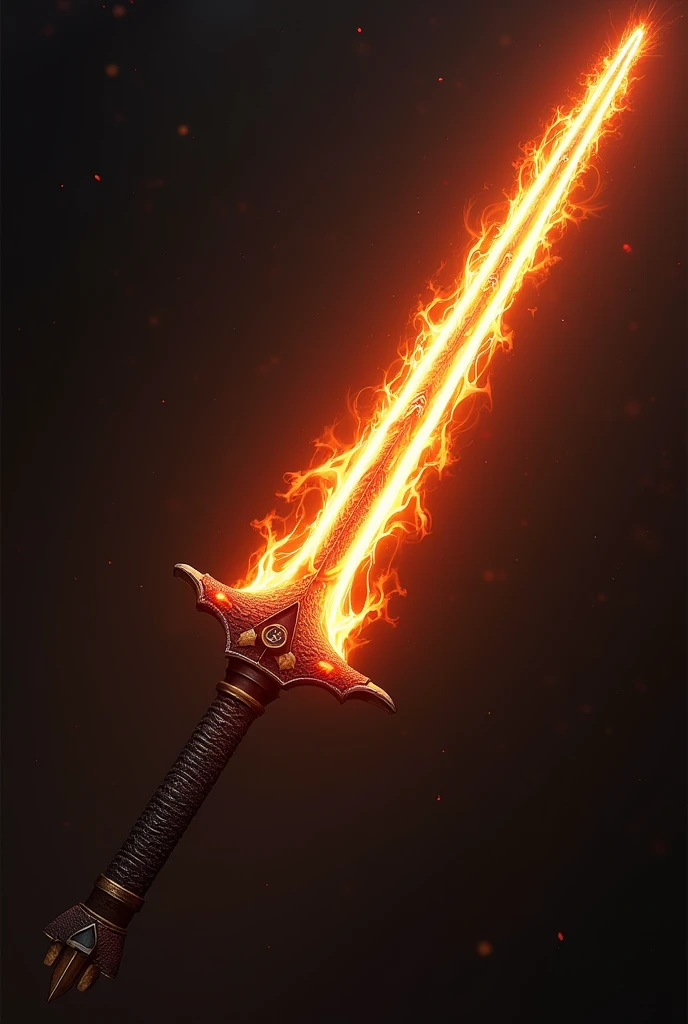 Fire kathana with dragon scale handle and flaming blade in Star Wars double lightsaber style