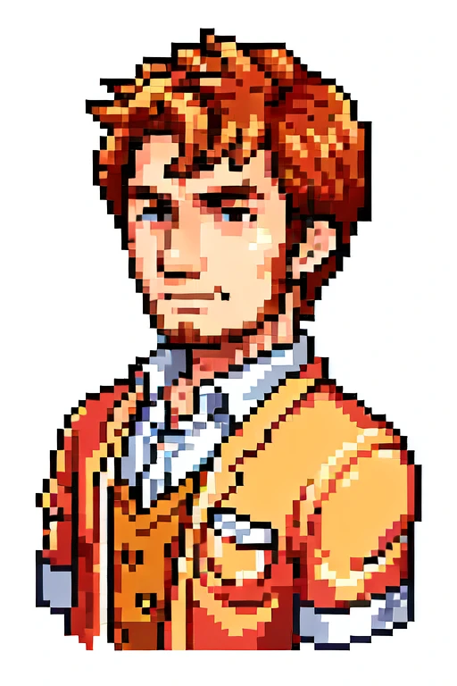 one men, causal clothes, good details, face and bust, chestnut hair