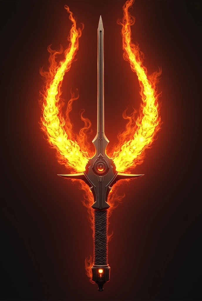 Fire kathana with dragon scale handle and flaming blade in Star Wars double lightsaber style