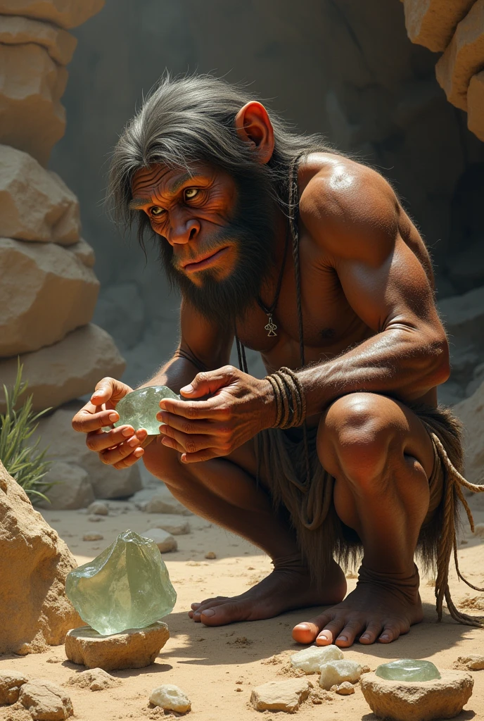 Homo erectus using glass crystals as lenses