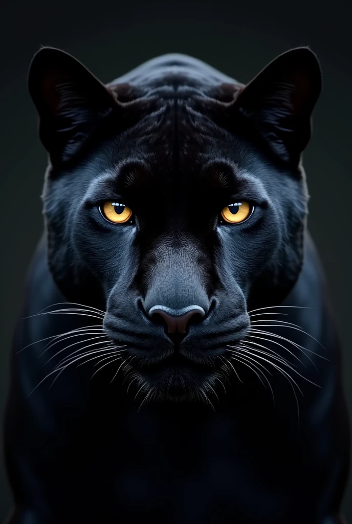 Black panthers only face design, without background, dark golden eyes