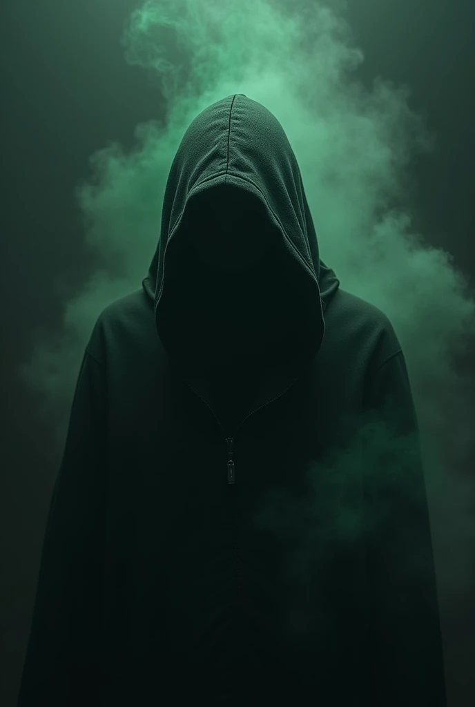 (photorealism:1.2), dark phantasy setting, man in hood, hood hides face, shadow on face, green smoke from eyes, face almost totally hidden in shadow, dark atmosphere, gloomy atmosphere, black and dark green colors