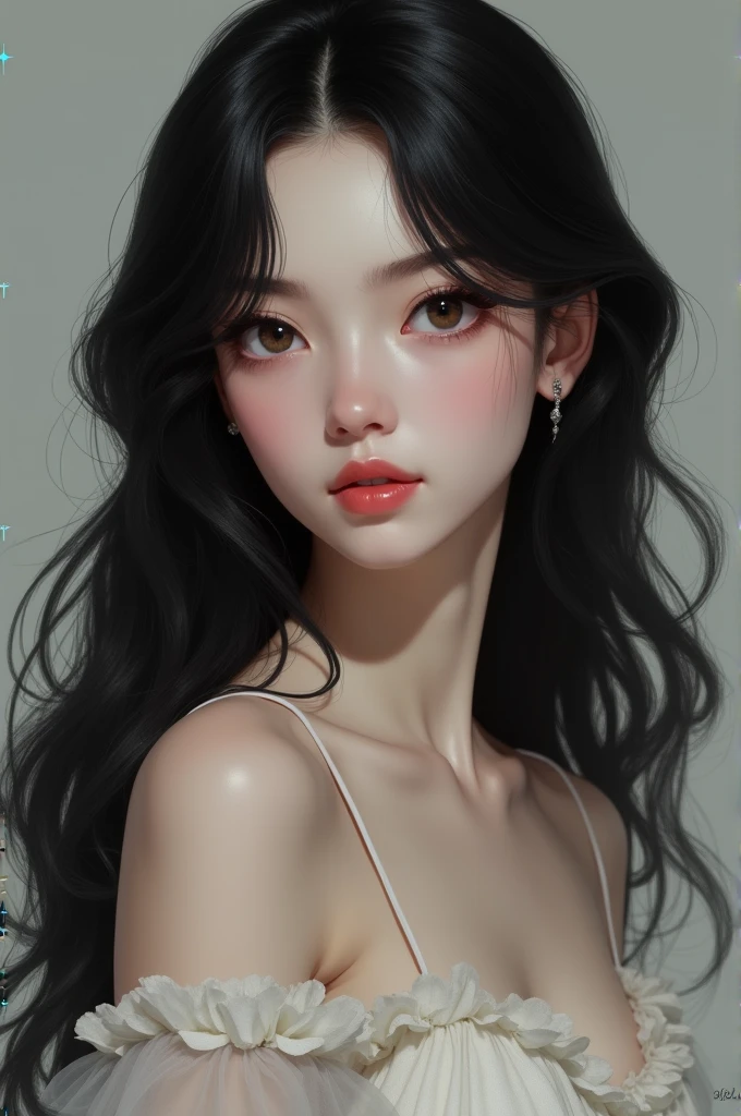 Create a black haired white woman from 1.70 com 58kg