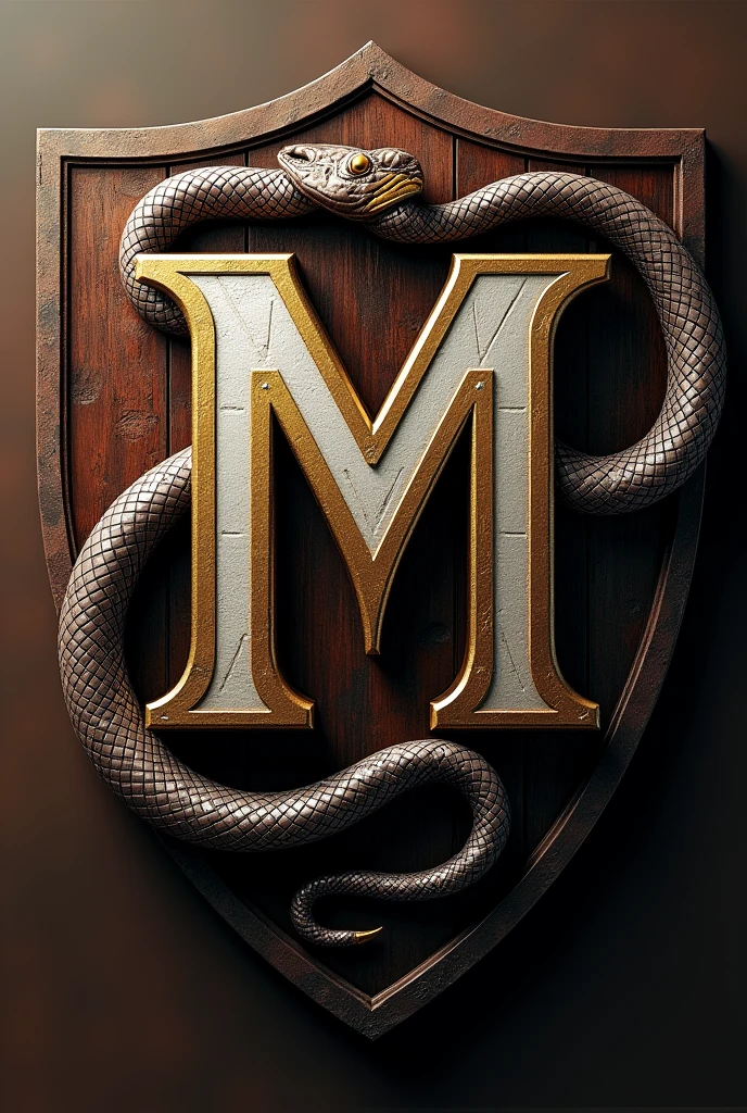 Create a football shield with a M and a snake