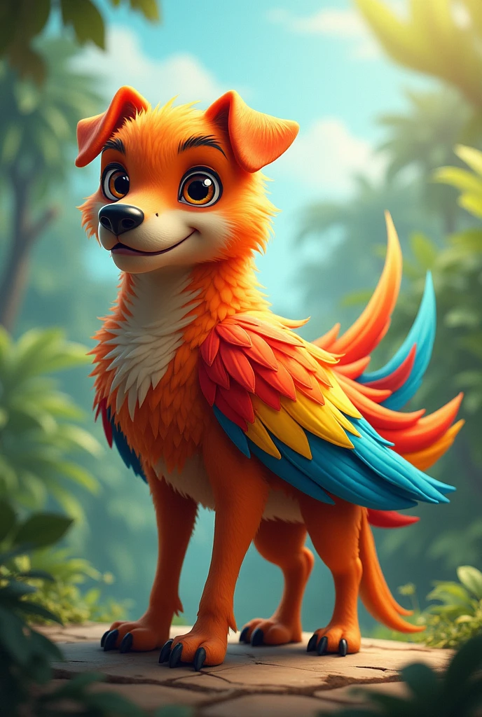 Create a dog mixed with a parrot