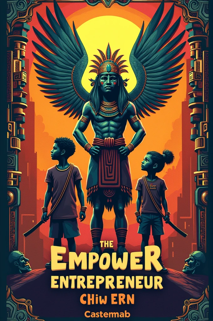 Create A image Aztec-themed with the text " CWB Empower Entrepreneur Initiative". CWB is an organización to help children's arround the word