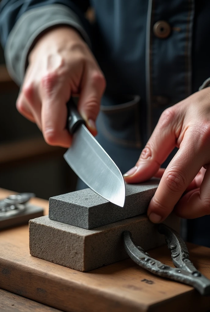 create a knife and scissors sharpening image for a business card, realisitic