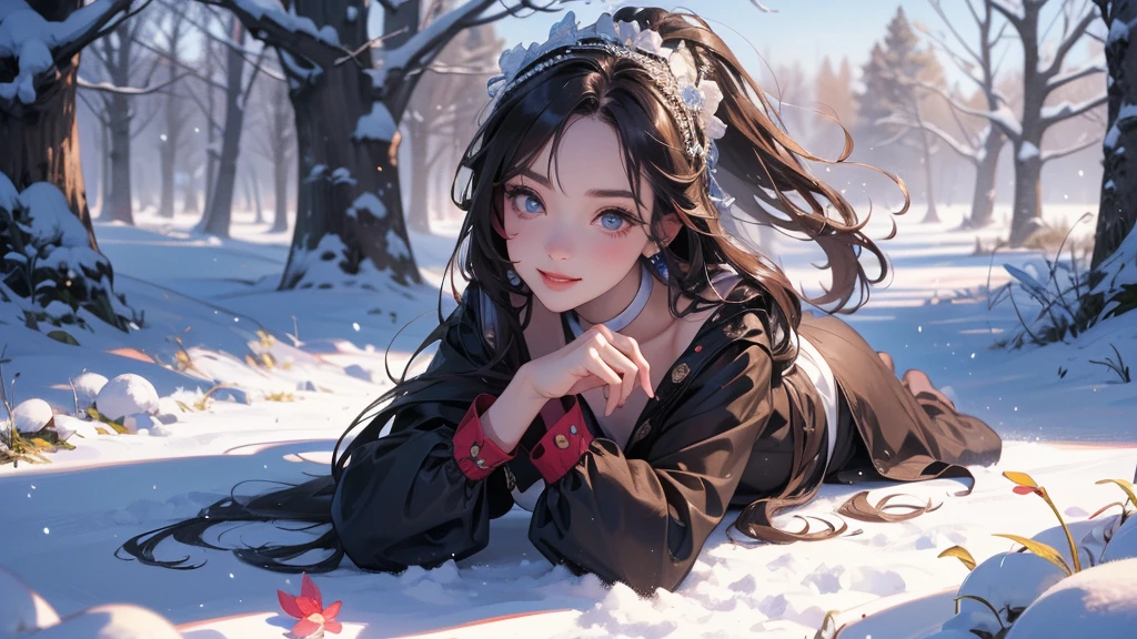 ((masterpiece,best quality,ultra detailed,ultra high res)), (mastepiece, Best Quality, Ultra-detailed, Photorealistic, extremely delicate and beautiful),
Alice in Wonderland, at winter, Playing in the snow, Happy smile, Very beautiful girl, correct facial features, detailed image of a girl