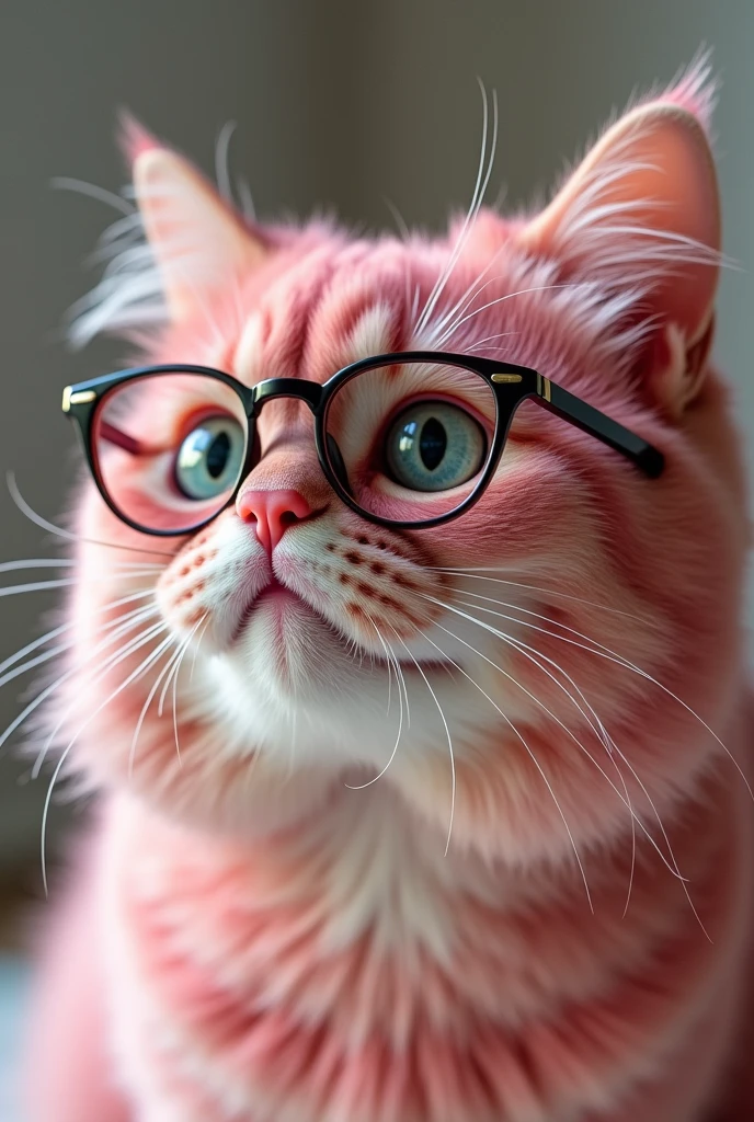 Pink haired chubby girl wearing glasses showing off her pussy